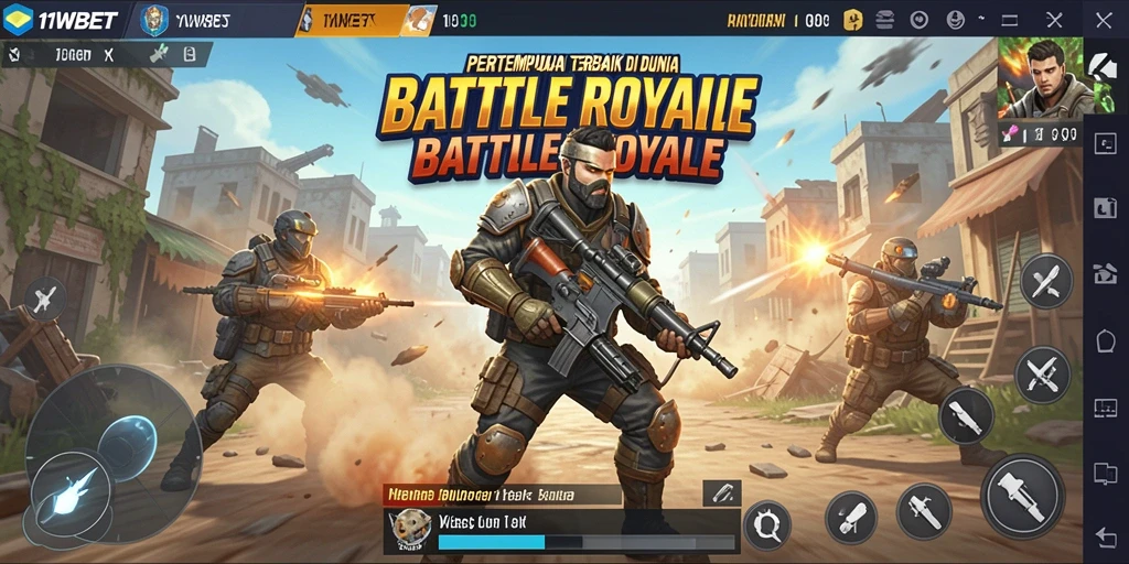 Tangkapan layar memperlihatkan laga seru di 11WBET dengan gameplay Battle Royale yang intens.