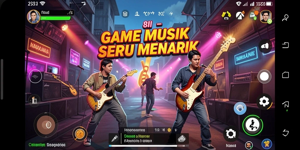 Tampilan gameplay seru dalam 8II saat mengikuti irama musik.