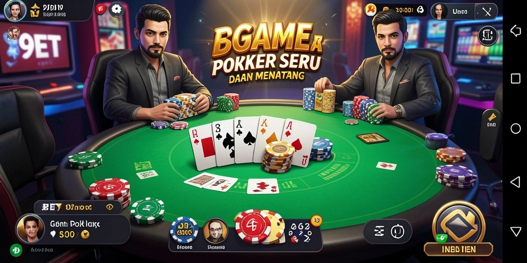 Screenshot gameplay Poker di aplikasi 9ET yang menarik.