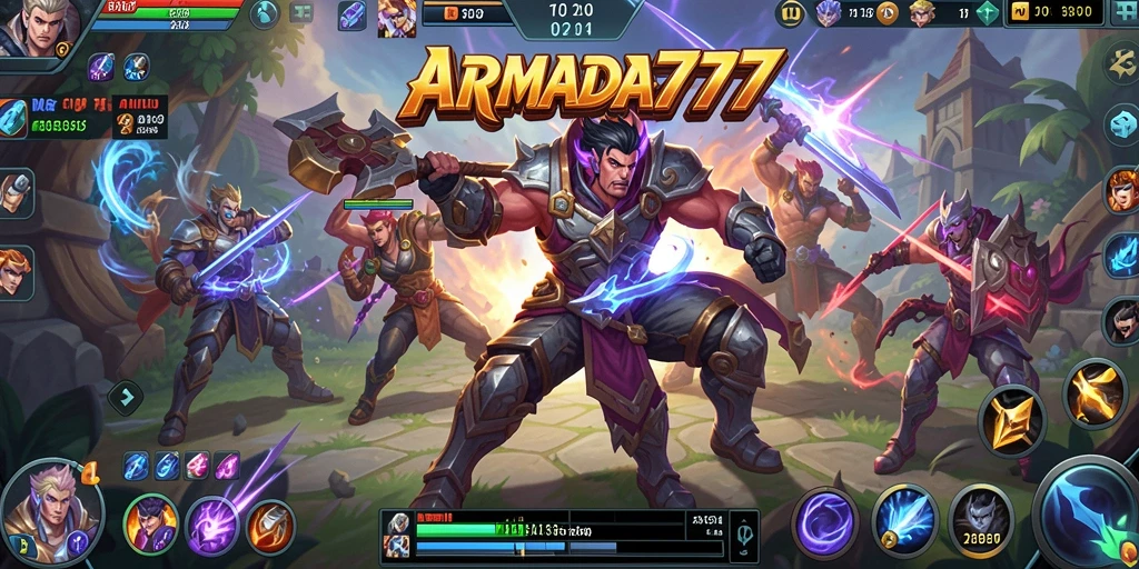 Tampilan gameplay intens dalam pertempuran MOBA.