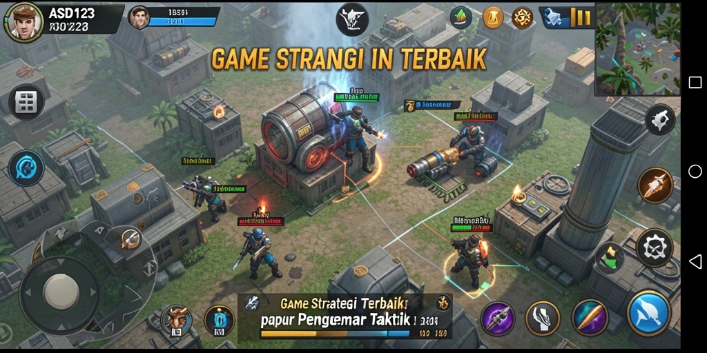 Gameplay ASD123 yang seru dalam pertempuran strategi.