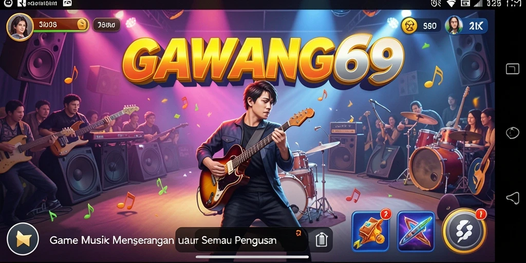 Tampilan gameplay GAWANG69 dengan berbagai pilihan lagu.