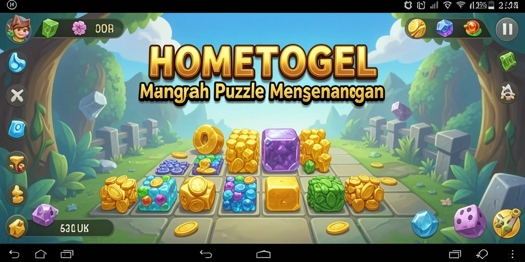 Screenshot utama HOMETOGEL menampilkan gameplay puzzle yang menantang.