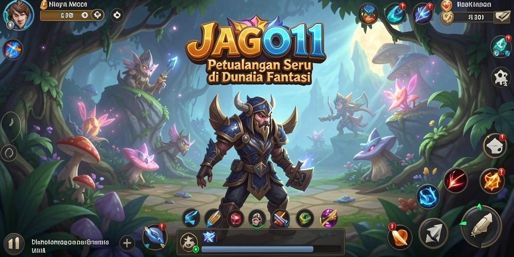 Screenshot menunjukkan karakter utama menjelajahi dunia fantastis JAGO11.
