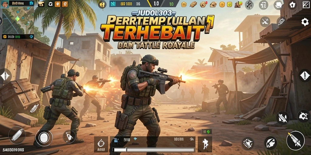Tampilan gameplay menegangkan dari JUDOL303 dalam pertempuran Battle Royale.