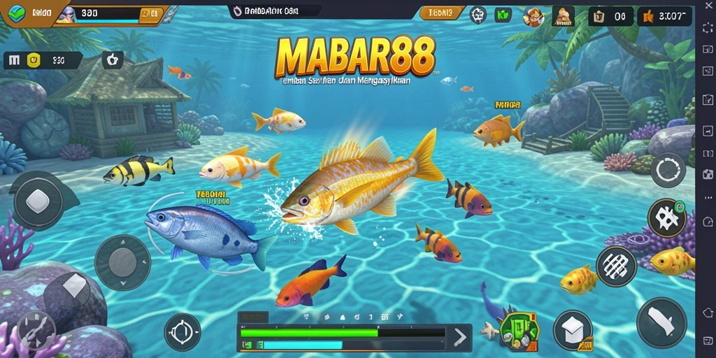 Tampilan gameplay MABAR88 dengan aksi menembak ikan yang seru.