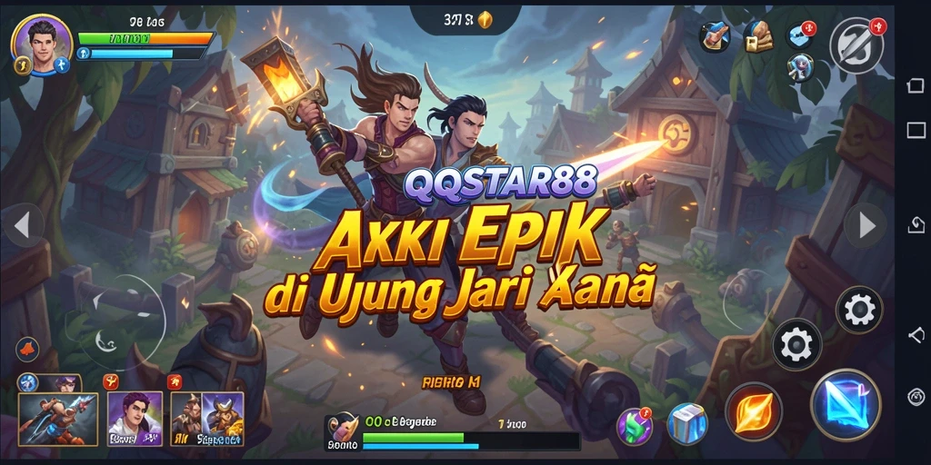 Screenshot utama QQSTAR88 yang menunjukkan aksi combat seru.