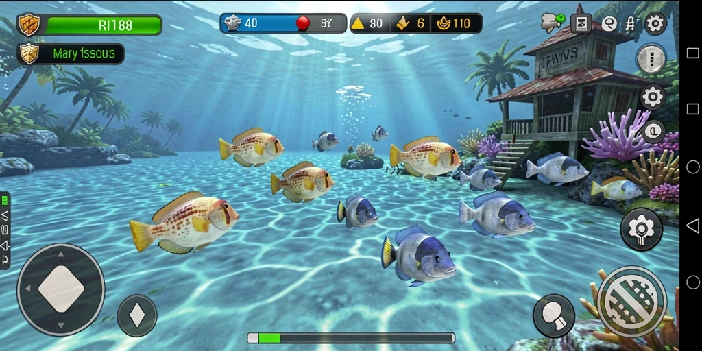 Screenshot menunjukkan gameplay seru Tembak Ikan RI188 dengan grafis menarik.