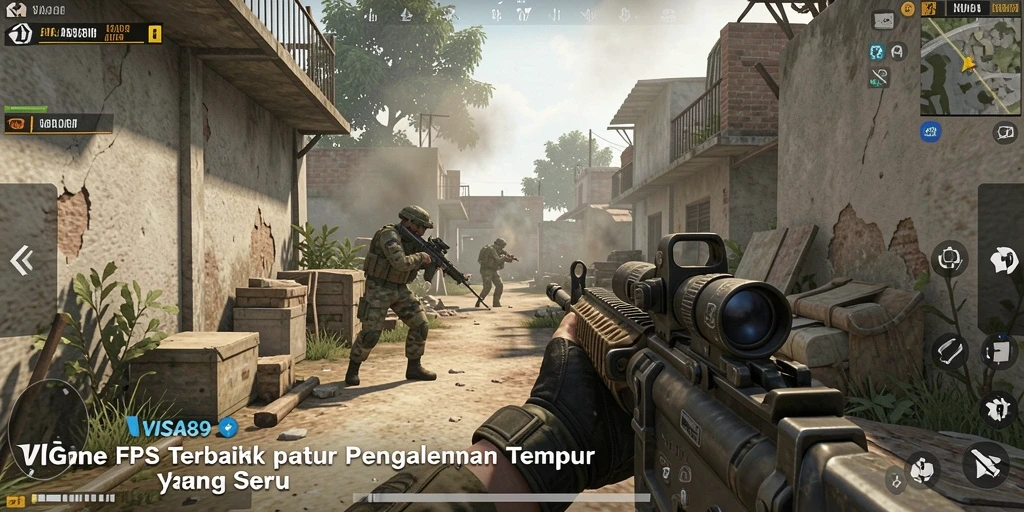 Tangkapan layar dari gameplay menegangkan dalam VISA89 dengan aksi FPS penuh.